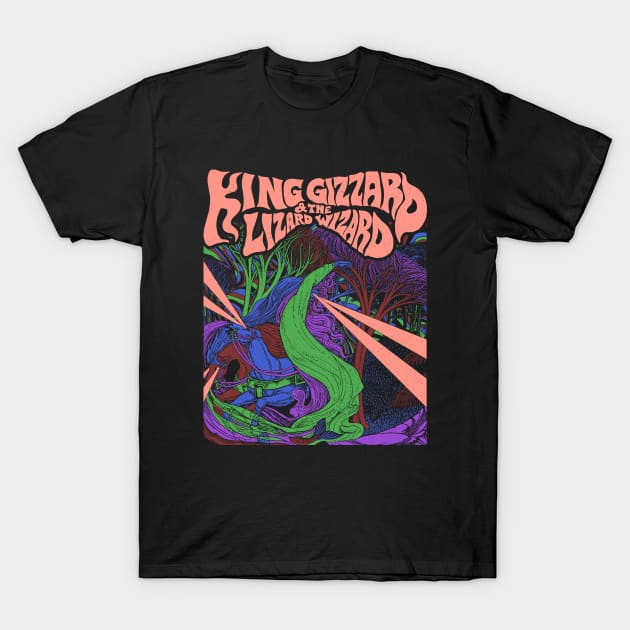 Psychedelic Retro King Gizzard & Lizard Wizard T-Shirt by BolaMainan